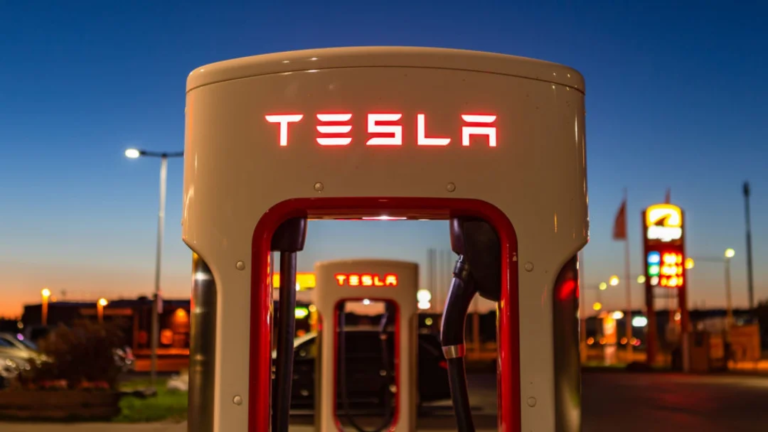 Tesla Superchargers at Night